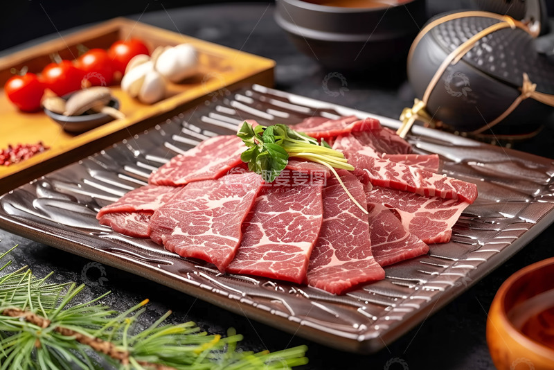 高清大图下载【趣麦麦图】一盘雪花牛肉美食