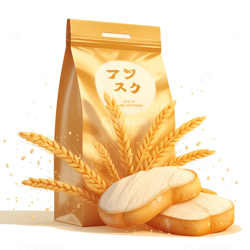 高清大图下载【趣麦麦图】卡通一袋面包粉