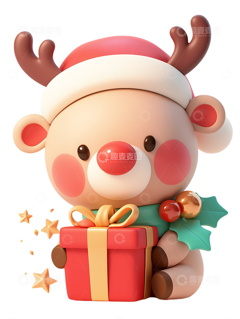 高清大图下载【趣麦麦图】麋鹿礼品卡通
