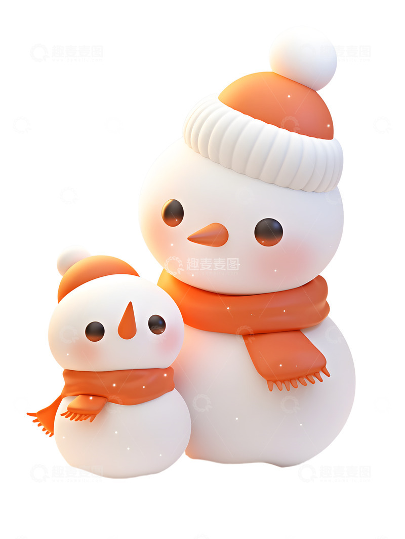 高清大图下载【趣麦麦图】雪人卡通两个雪人卡通