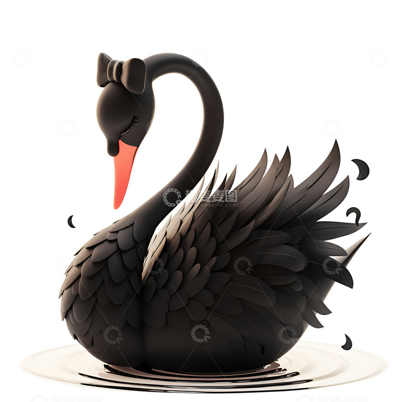 高清大图下载【趣麦麦图】卡通简约黑天鹅