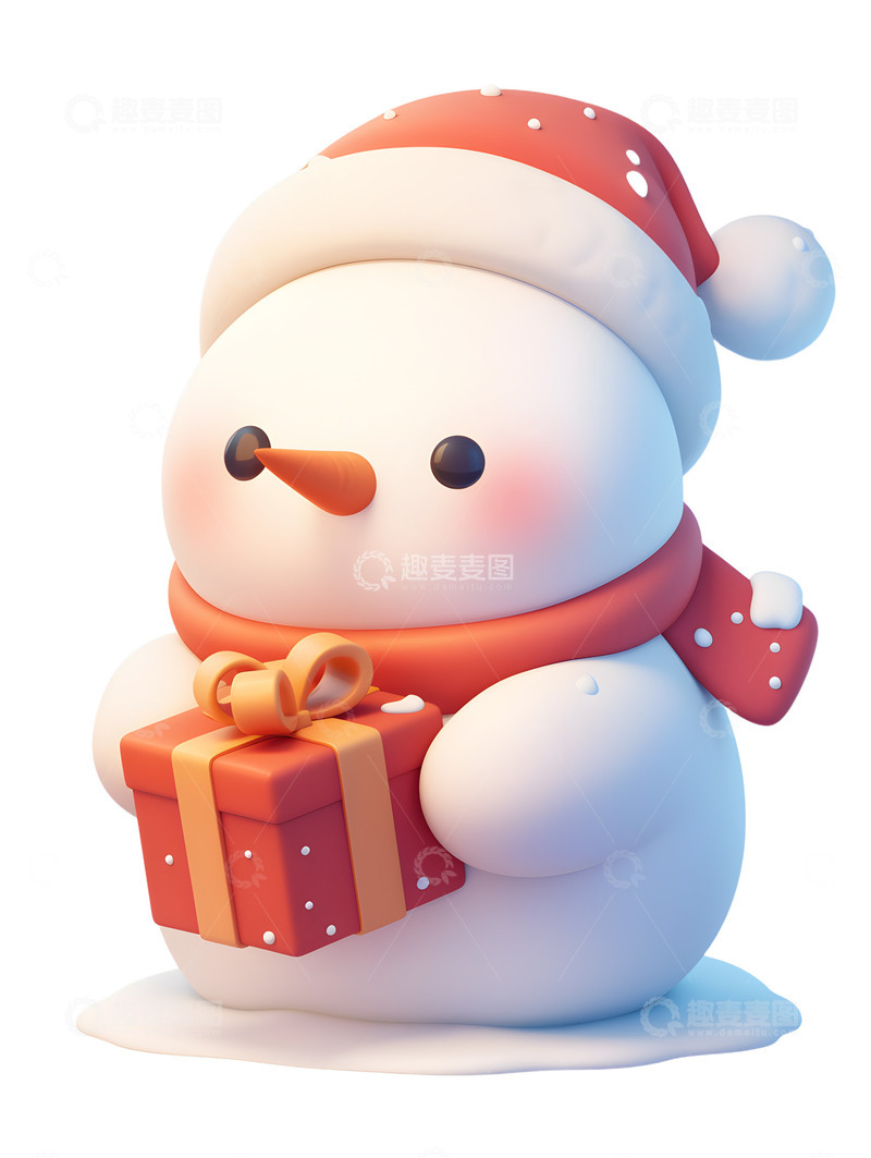 高清大图下载【趣麦麦图】雪人礼品礼盒卡通冬季节日
