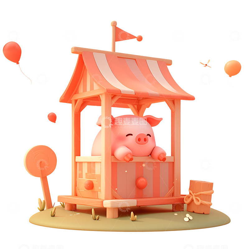 高清大图下载【趣麦麦图】卡通简约小猪看守所
