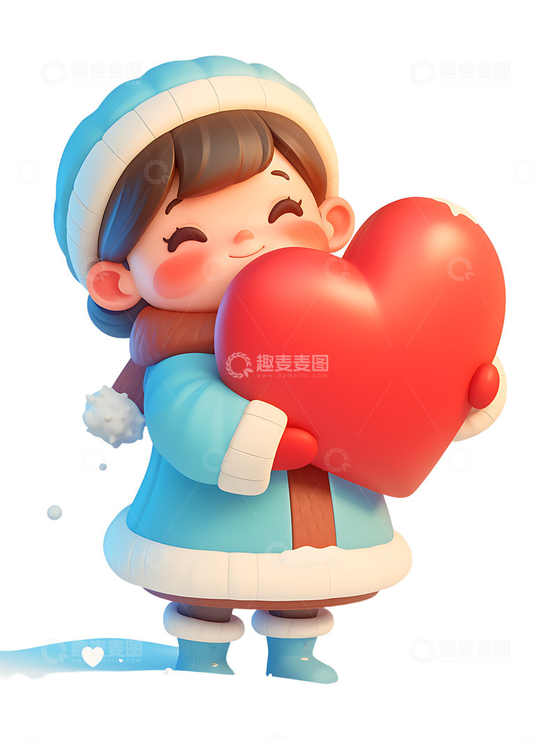 高清大图下载【趣麦麦图】感恩节女孩抱着爱心