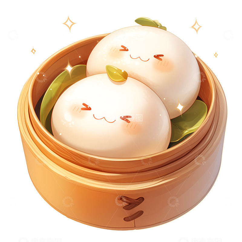 高清大图下载【趣麦麦图】卡通一蒸笼馒头