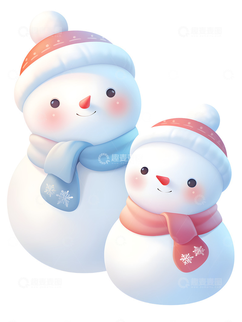 高清大图下载【趣麦麦图】大雪节气两个雪人