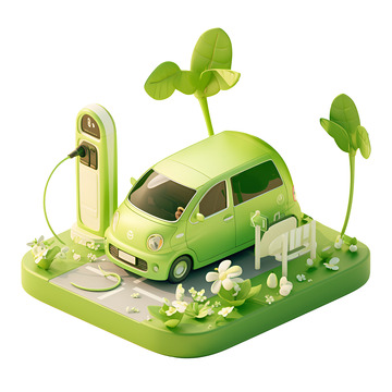 卡通简约新能源汽车