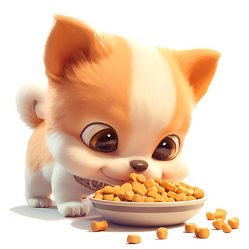 卡通简约小狗吃狗粮
