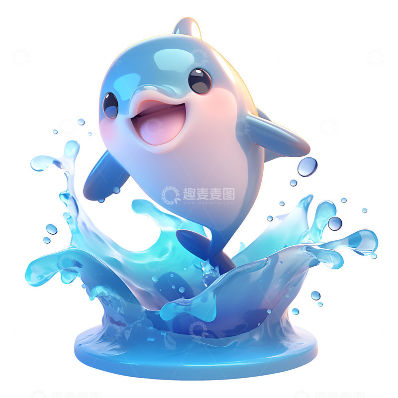 高清大图下载【趣麦麦图】卡通跃出水面的海豚