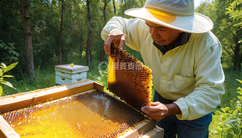 高清大图下载【趣麦麦图】养蜂人处理蜂蜜