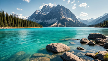 初春的山下流水