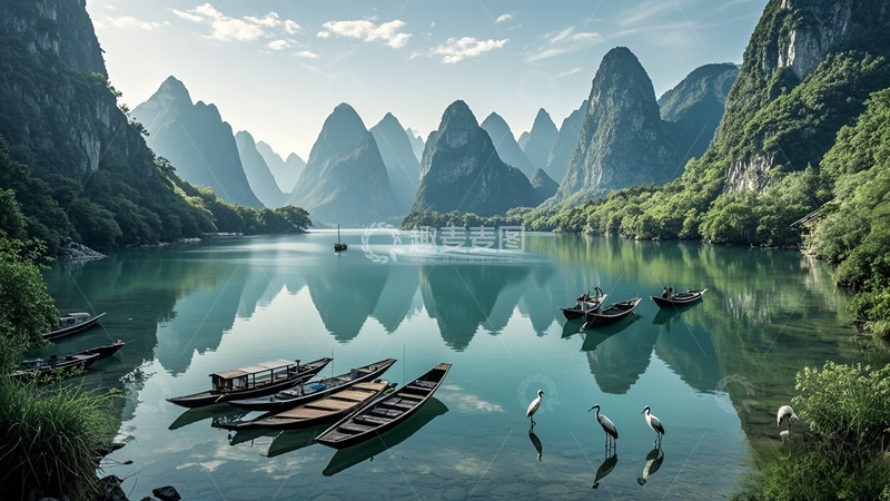 高清大图下载【趣麦麦图】山中人与自然