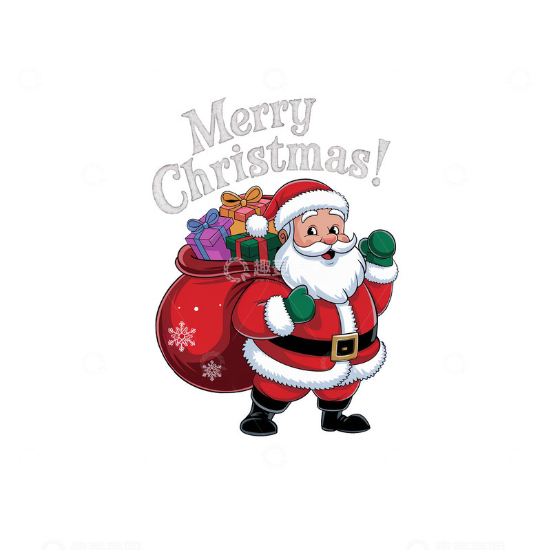 圣诞老师背着礼物在打招呼