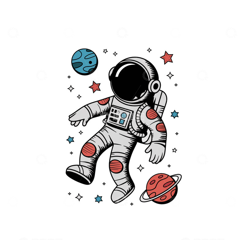 高清大图下载【趣麦麦图】一名宇航员穿着宇航服漂浮在太空中