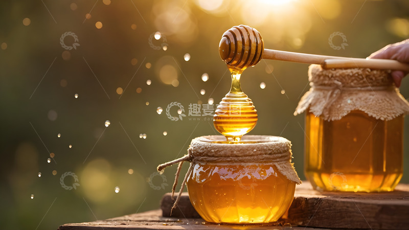 高清大图下载【趣麦麦图】古法蜂蜜装罐