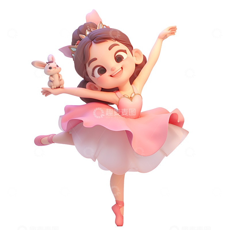 高清大图下载【趣麦麦图】卡通简约跳芭蕾舞的女孩