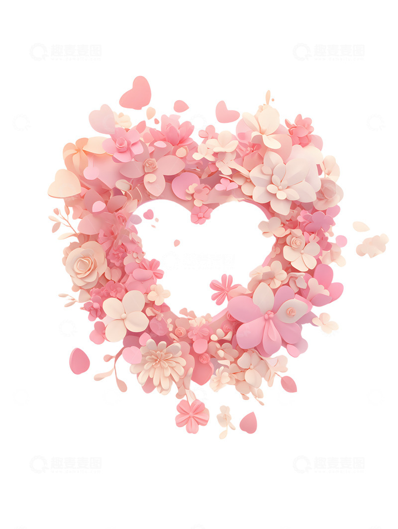 高清大图下载【趣麦麦图】卡通爱心花环