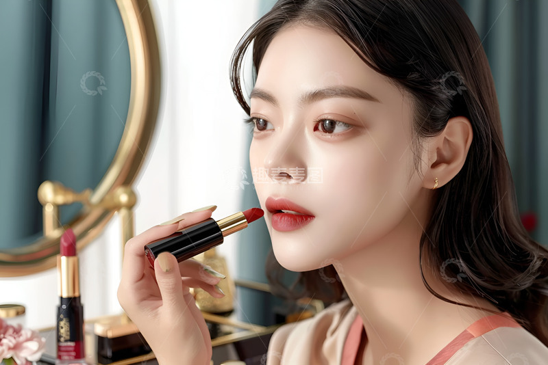 高清大图下载【趣麦麦图】涂口红的美女