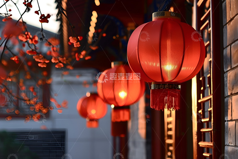 高清大图下载【趣麦麦图】新年挂在屋外的红灯笼