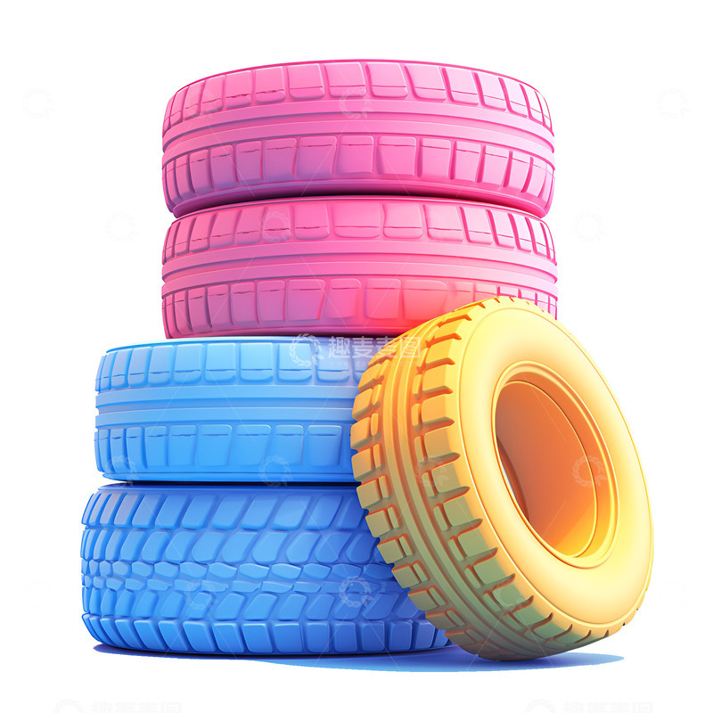 高清大图下载【趣麦麦图】-卡通简约彩色的汽车轮胎