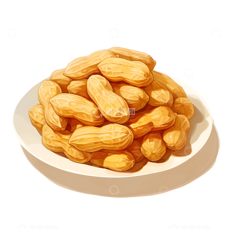 高清大图下载【趣麦麦图】卡通简约一盘花生