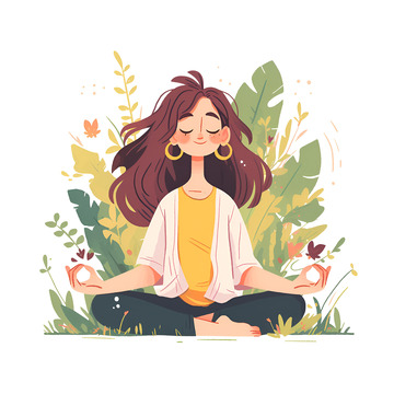 卡通简约打坐冥想