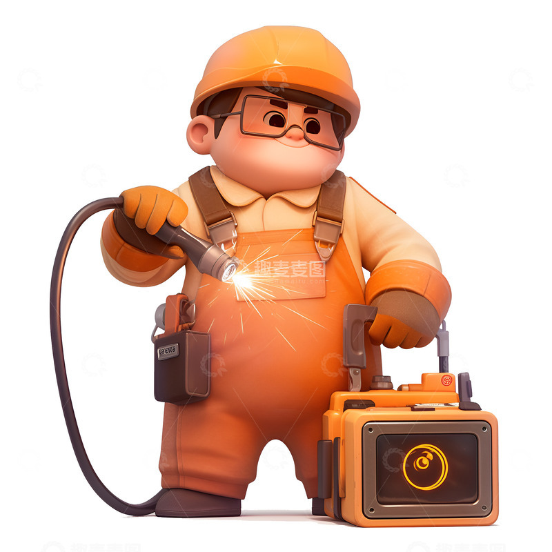 高清大图下载【趣麦麦图】卡通简约电气工人