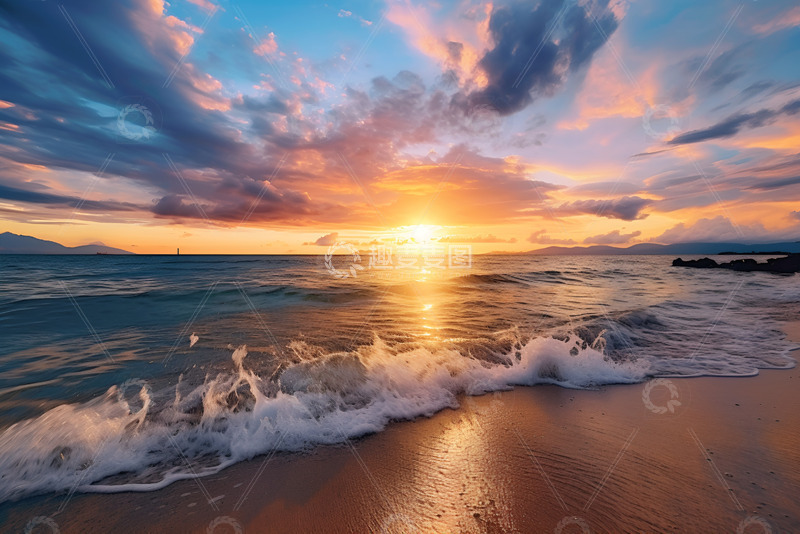 高清大图下载【趣麦麦图】沙滩上的波浪