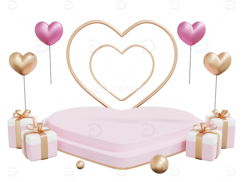 源文件下载【趣麦麦图】舞台粉红色浪漫爱情爱心