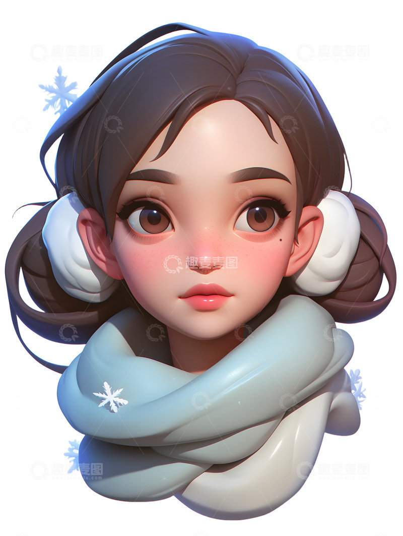 高清大图下载【趣麦麦图】可爱卡通冬季女孩头像