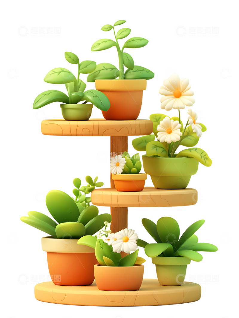 高清大图下载【趣麦麦图】植物架子卡通