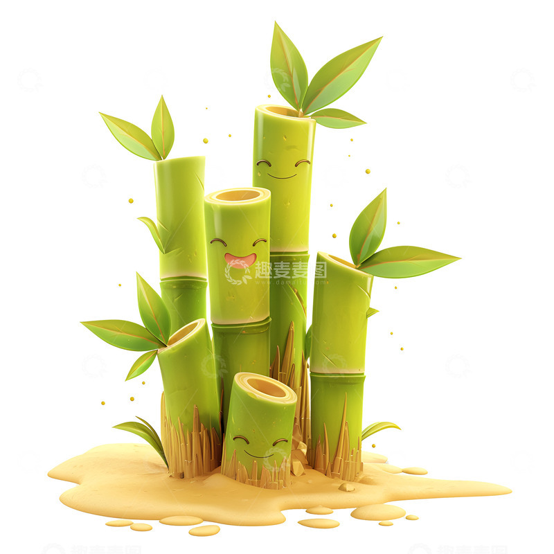 高清大图下载【趣麦麦图】卡通简约翠绿的竹子