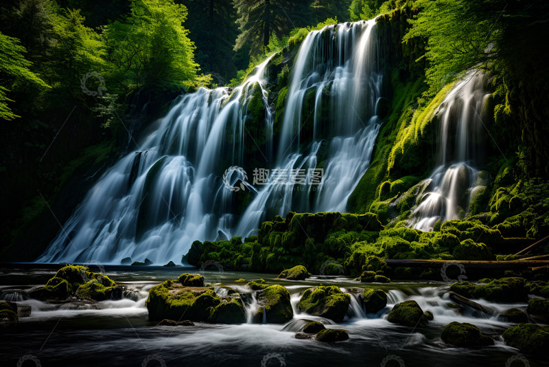 高清大图下载【趣麦麦图】户外瀑布流水美景