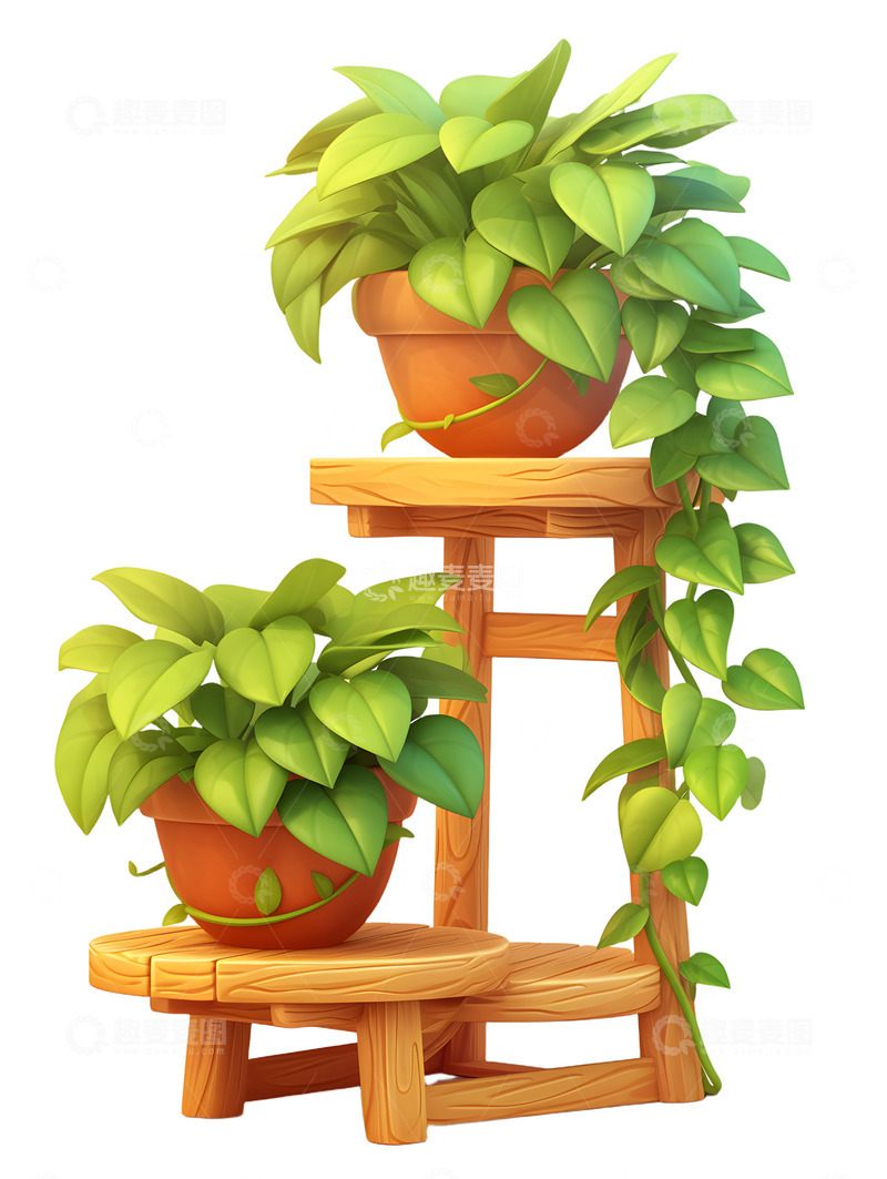高清大图下载【趣麦麦图】卡通植物架子绿萝