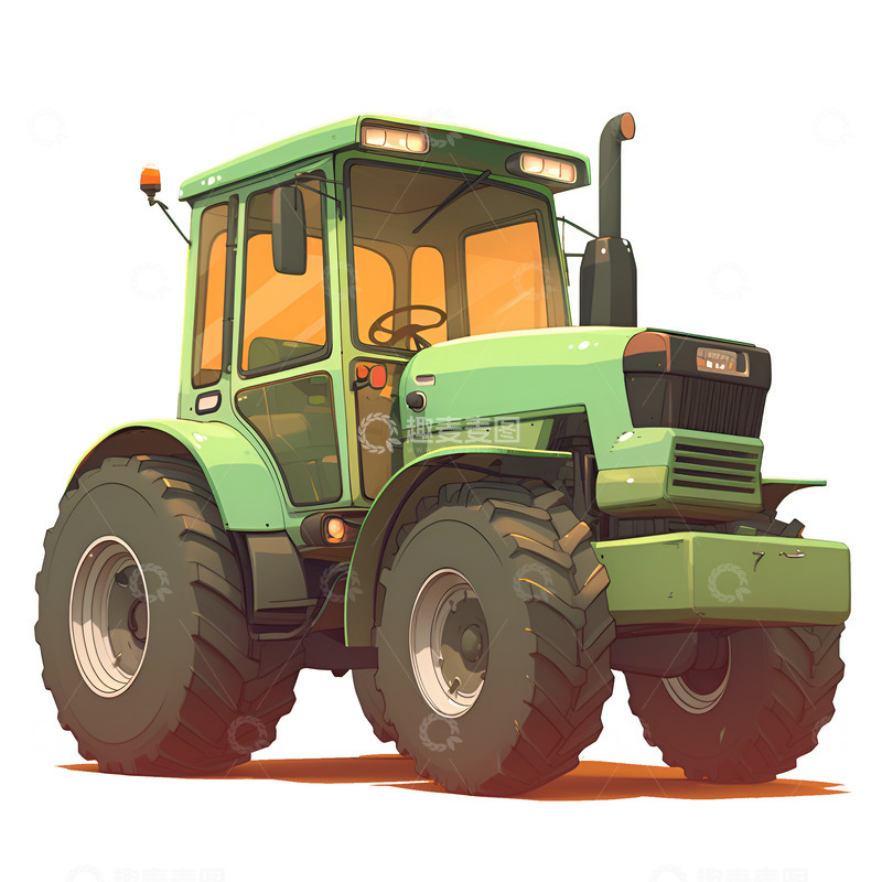 高清大图下载【趣麦麦图】卡通简约一辆绿色卡车
