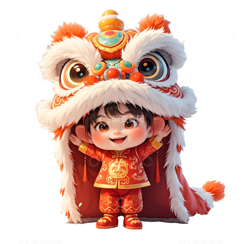 春节舞狮庆典的热烈场面