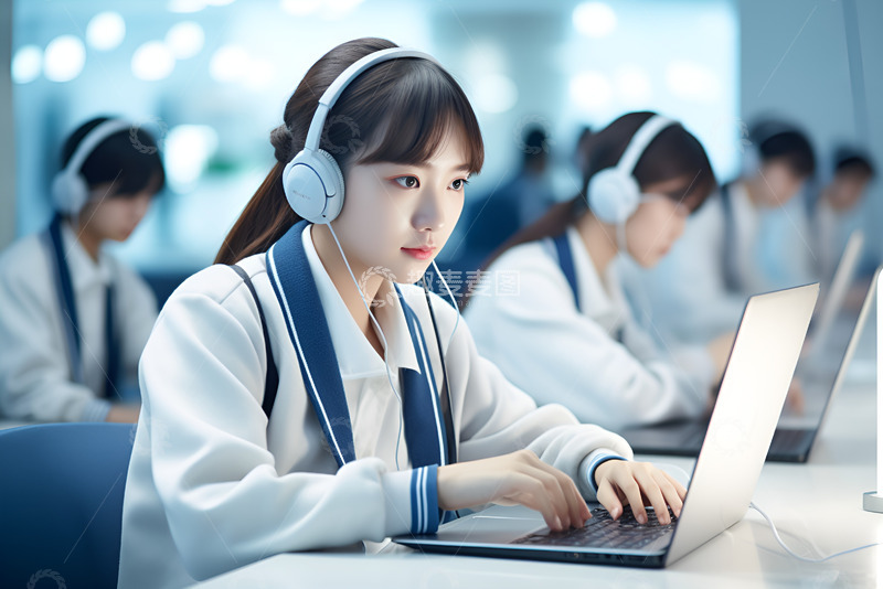 高清大图下载【趣麦麦图】上电脑课的学生