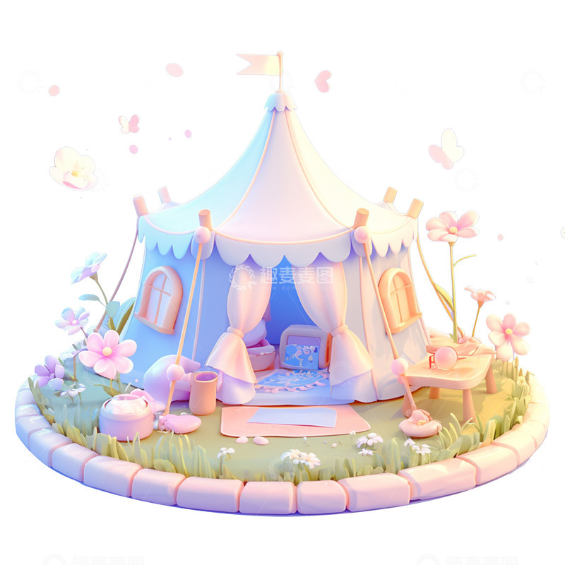 高清大图下载【趣麦麦图】卡通简约一个白色的帐篷