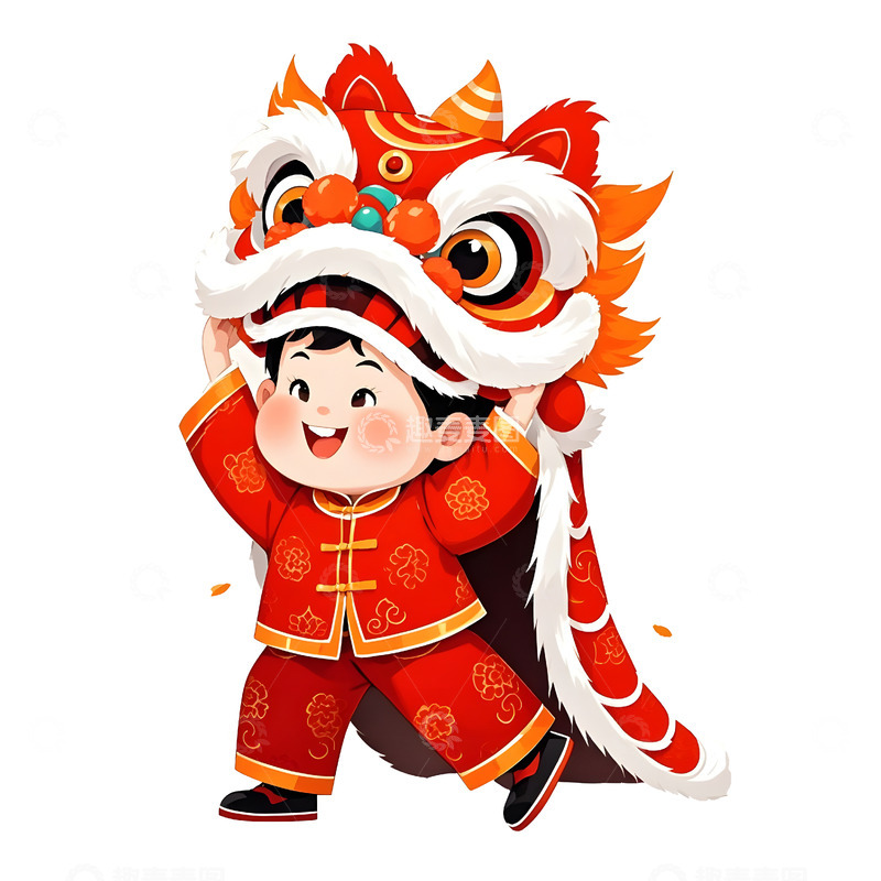 高清大图下载【趣麦麦图】春节舞狮庆典场面