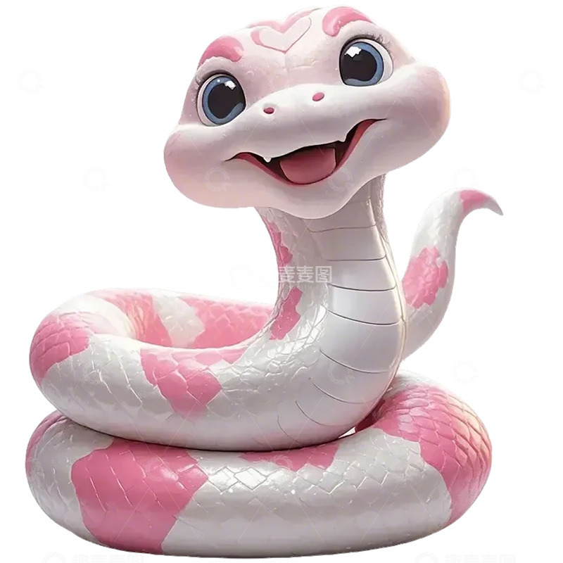 高清大图下载【趣麦麦图】蛇年可爱卡通粉红色蛇