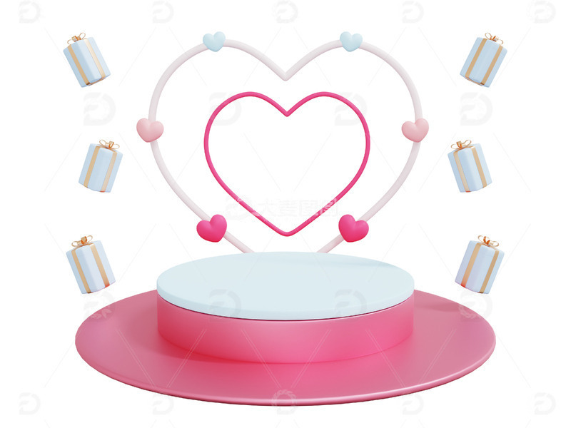 爱心礼盒桃心挂饰礼物盒展台1