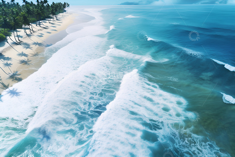 蓝色的大海椰树