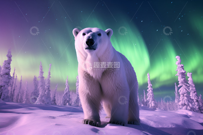 高清大图下载【趣麦麦图】-雪地上的北极熊
