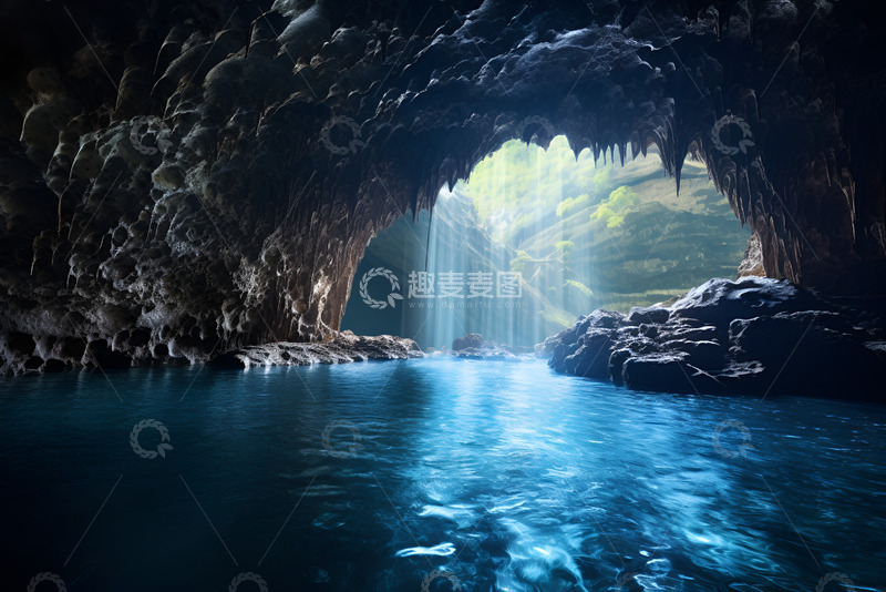 高清大图下载【趣麦麦图】溶洞里的瀑布