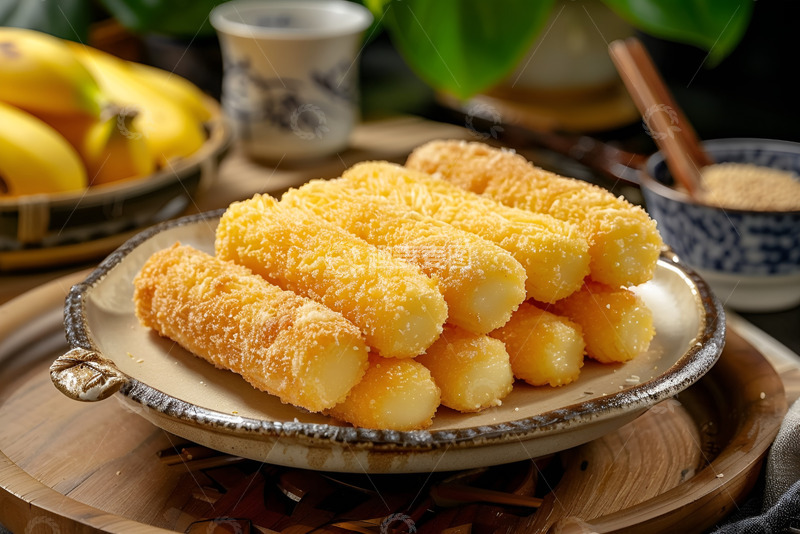 高清大图下载【趣麦麦图】炸香蕉奶油棒