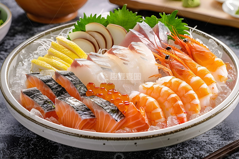 高清大图下载【趣麦麦图】一盘海鲜刺身特写
