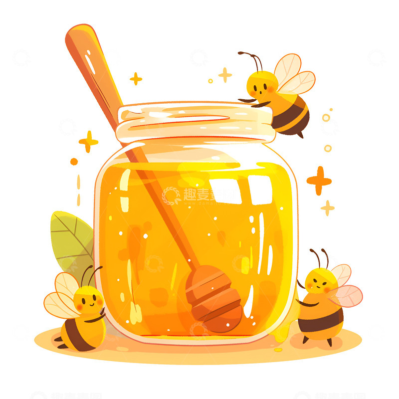 高清大图下载【趣麦麦图】卡通一罐蜂蜜美食