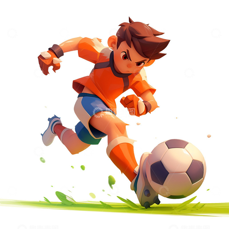 高清大图下载【趣麦麦图】卡通简约踢足球的男孩