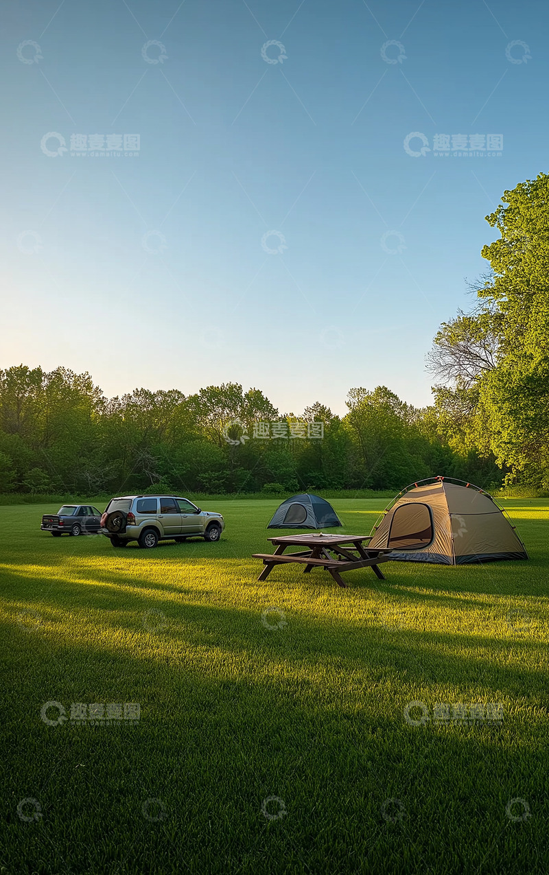 高清大图下载【趣麦麦图】汽车户外草坪场景