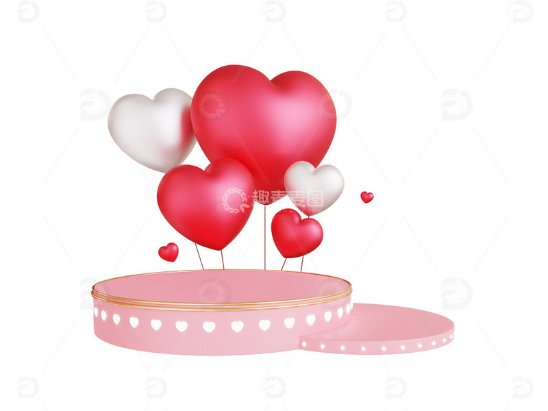 源文件下载【趣麦麦图】情人节爱心气球电商促销展台